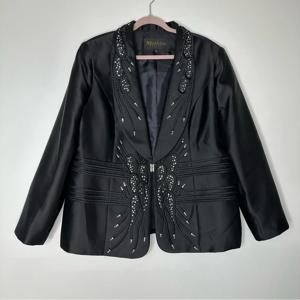 Moshita black embellished blazer jacket - Picture 12 of 14